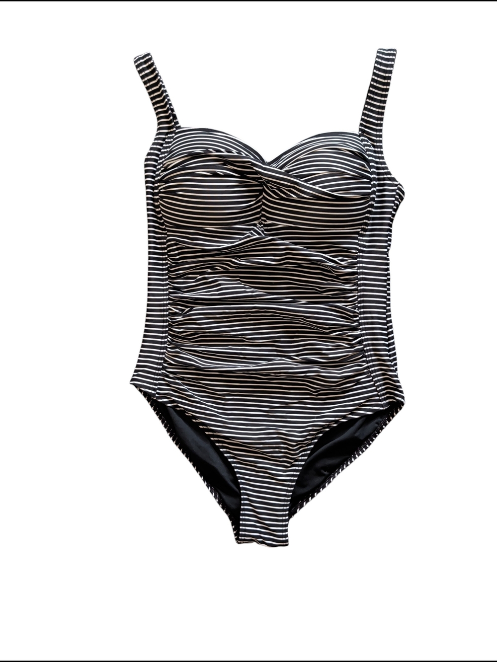 Black & White Striped One-Piece Swimsuit for Women